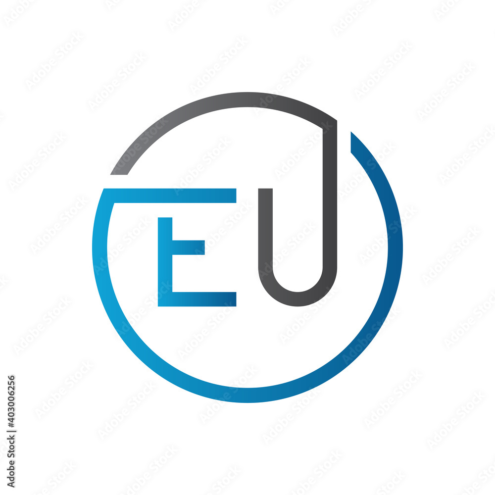 Initial EU Letter Logo Creative Typography Vector Template. Creative Circle Letter EU Logo Design Initial EU Letter Logo Creative Typography Vector Template. Creative Circle Letter EU Logo Design