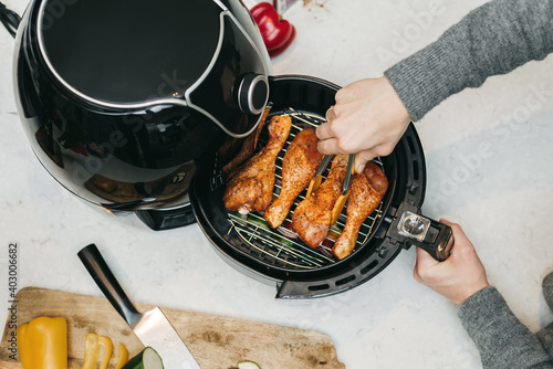 Hand Grilling Chicken Drumsticks In An Airfryer