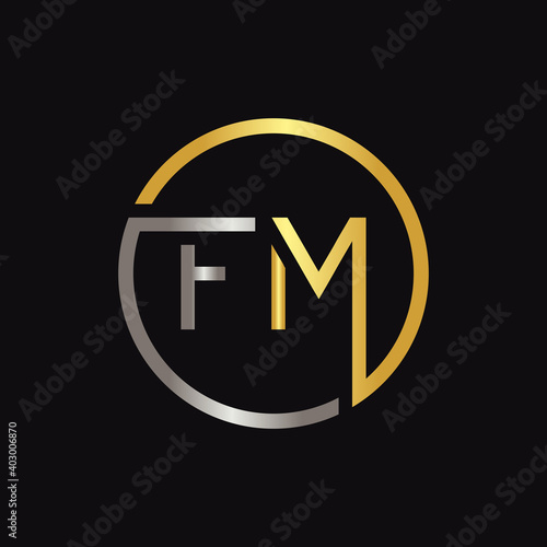 Initial FM Letter Logo Creative Typography Vector Template. Creative Circle Letter FM Logo Vector photo