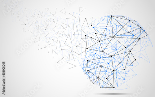 Global network concept. Technology connection background. World globe blockchain technology background connect dots and lines. Abstract concept. Digital network technology, vector background