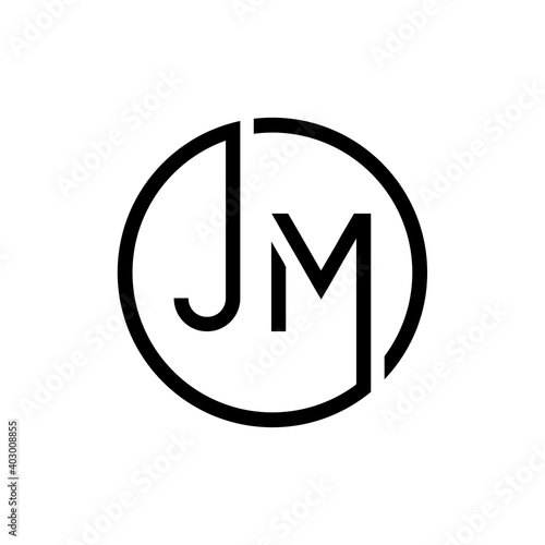 Creative letter JM Logo Design Vector Template. Initial Circle Letter JM Logo Design