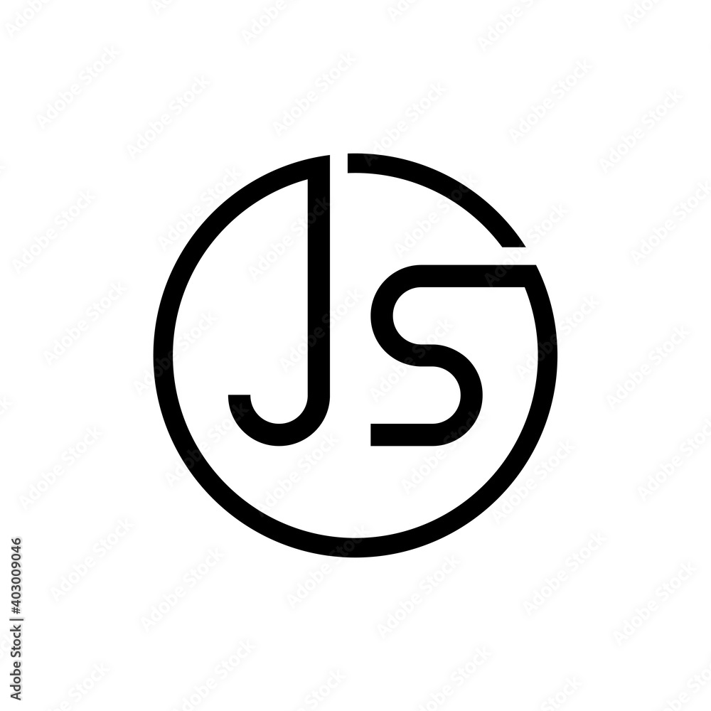 Creative letter JS Logo Design Vector Template. Initial Circle Letter JS Logo Design Creative letter JS Logo Design Vector Template. Initial Circle Letter JS Logo Design