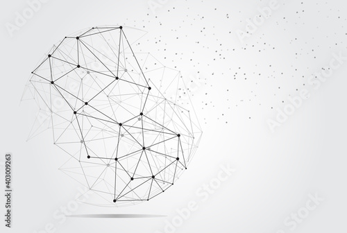 Global network concept. Technology connection background. World globe blockchain technology background connect dots and lines. Abstract concept. Digital network technology, vector background