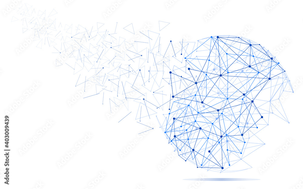 Global network concept. Technology connection background. World globe blockchain technology background connect dots and lines. Abstract concept. Digital network technology, vector background
