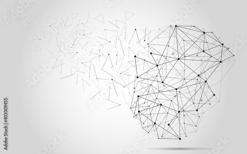 Global network concept. Technology connection background. World globe blockchain technology background connect dots and lines. Abstract concept. Digital network technology, vector background