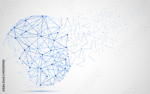 Global network concept. Technology connection background. World globe blockchain technology background connect dots and lines. Abstract concept. Digital network technology, vector background