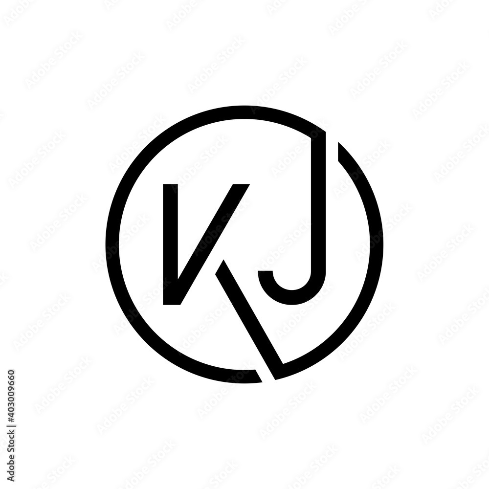 Linked Letter KJ Logo Design vector Template. Creative Circle KJ Minimal, Flat Logo Design Vector Illustration Linked Letter KJ Logo Design vector Template. Creative Circle KJ Minimal, Flat Logo Design Vector Illustration