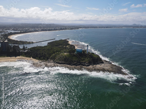 Aerial view of Point Cartwright in Sunshine Coast