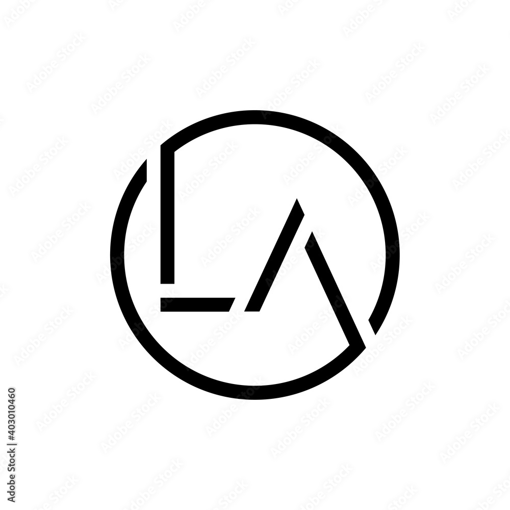 Initial Circle LA letter Logo Design vector Template. Abstract Letter LA logo Design Initial Circle LA letter Logo Design vector Template. Abstract Letter LA logo Design