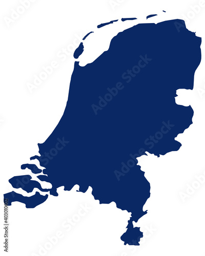 Karte der Niederlande in blauer Farbe