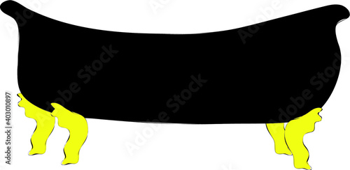 Black tub with gilded legs