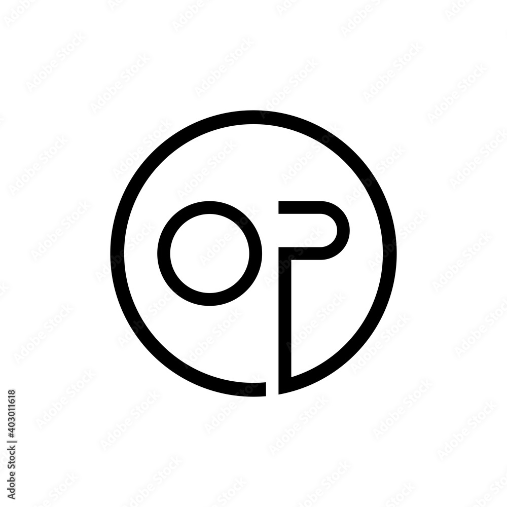 Initial Circle Letter OP Logo Design Vector Template. Abstract Minimal OP Letter Logo Design Initial Circle Letter OP Logo Design Vector Template. Abstract Minimal OP Letter Logo Design