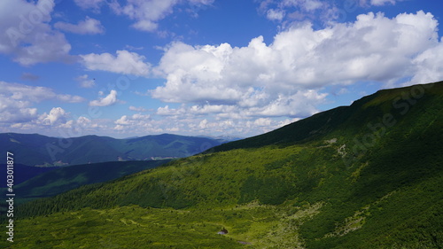 landscape with clouds and fog in carpatia