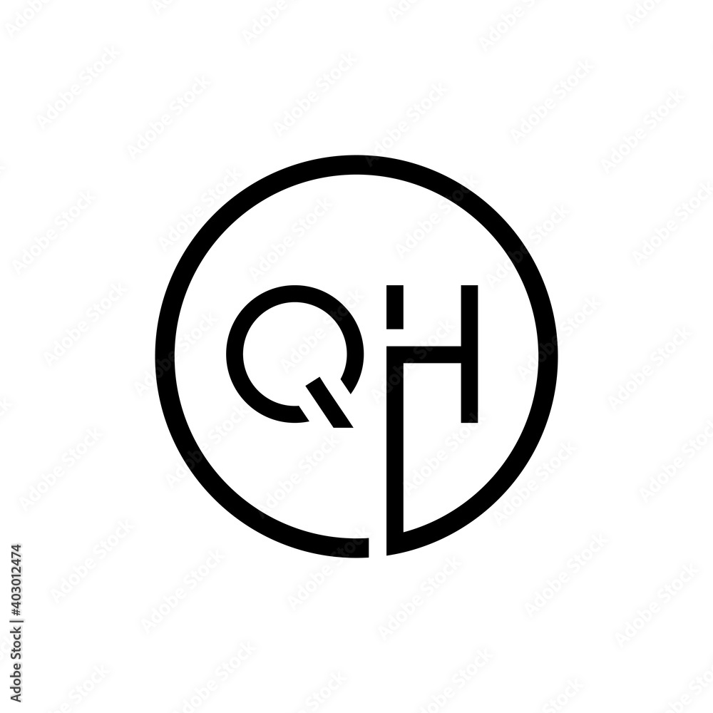 Initial Circle Letter QH Logo Design Vector Template. QH Letter Logo Design Initial Circle Letter QH Logo Design Vector Template. QH Letter Logo Design