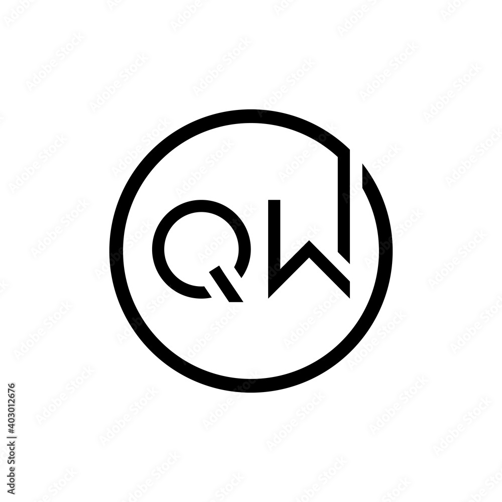 Initial Circle Letter QW Logo Design Vector Template. QW Letter Logo Design Initial Circle Letter QW Logo Design Vector Template. QW Letter Logo Design