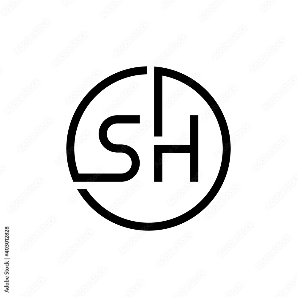 Initial Circle SH letter Logo Design vector Template. Abstract Letter SH logo Design Initial Circle SH letter Logo Design vector Template. Abstract Letter SH logo Design