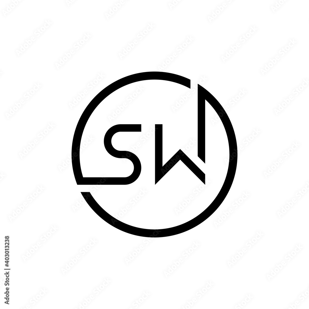 Initial Circle SW letter Logo Design vector Template. Abstract Letter SW logo Design Initial Circle SW letter Logo Design vector Template. Abstract Letter SW logo Design