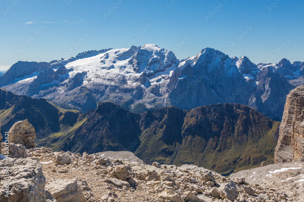 glacier of UNESCO world heritage Marmolada mountain