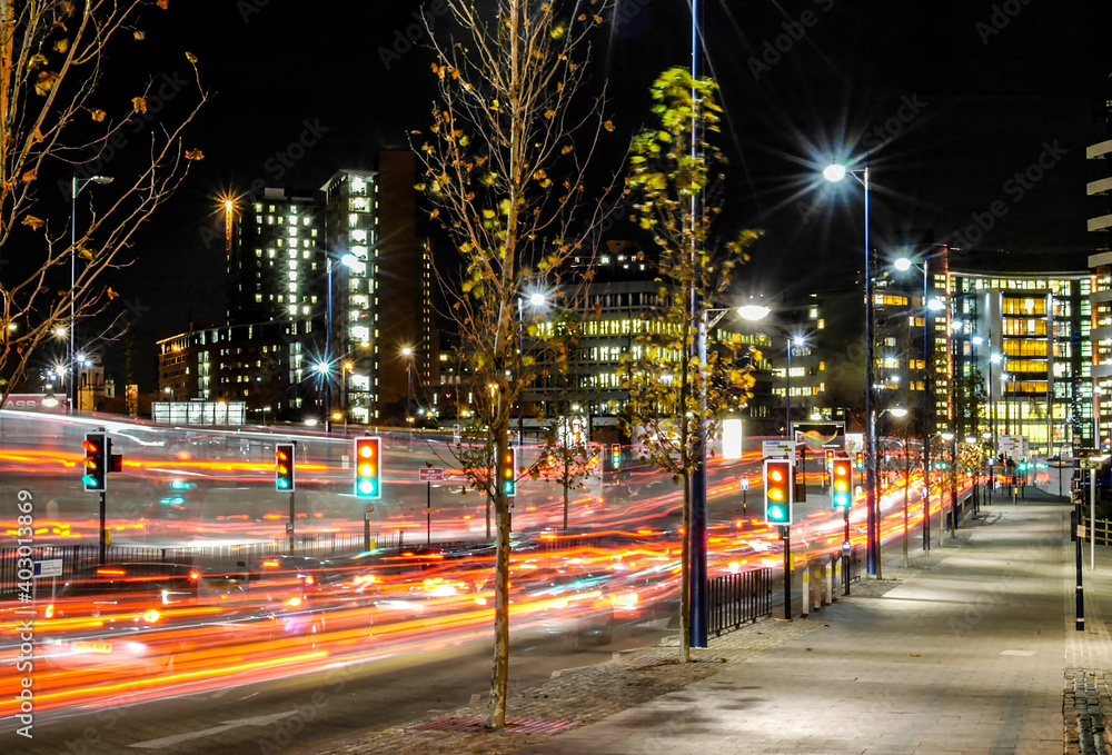 Night Traffic trails in city
