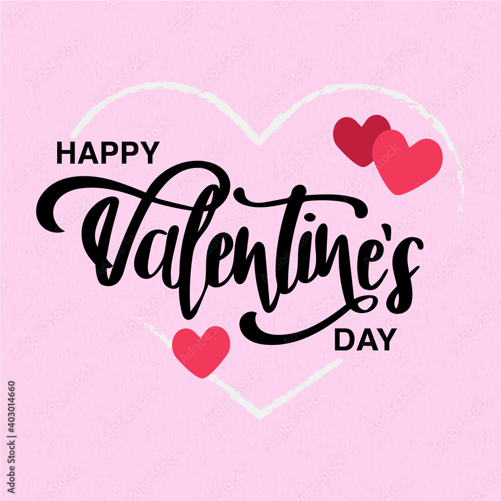 Happy valentines day text lettering heart shape