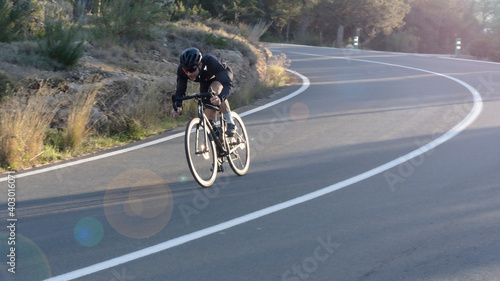 cyclist with race bike on the road