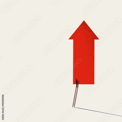Business growth vector concept with upward arrow symbol and minimal art style design. Symbol of success, ambition.