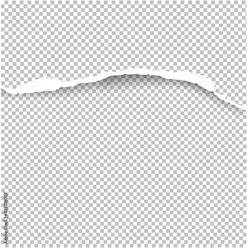 Torn paper with ripped edges. Paper tear for banner and backdrop. Concept of damaged torn paper, space for text. Ripped torn paper. Transparent background	