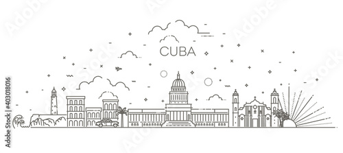 Photography Cuba architecture line skyline illustration