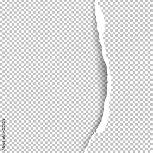 Torn paper with ripped edges. Paper tear for banner and backdrop. Concept of damaged torn paper, space for text. Ripped torn paper. Transparent background	