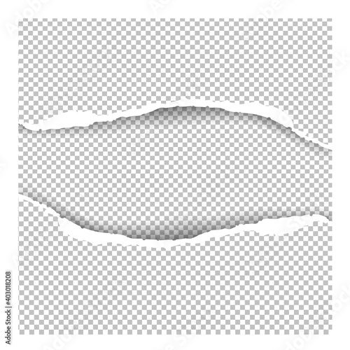 Torn paper with ripped edges. Paper tear for banner and backdrop. Concept of damaged torn paper, space for text. Ripped torn paper. Transparent background	