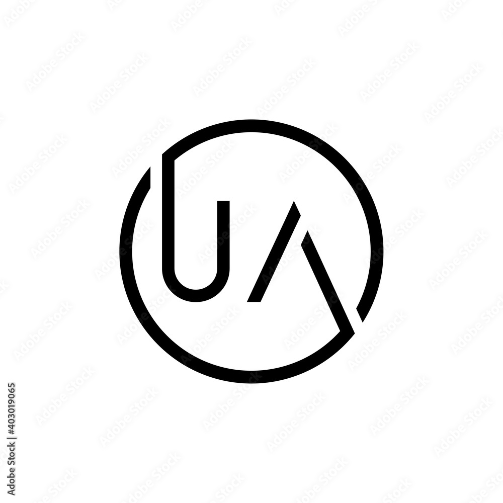 Initial Circle UA letter Logo Design vector Template. Abstract Letter UA logo Design Initial Circle UA letter Logo Design vector Template. Abstract Letter UA logo Design