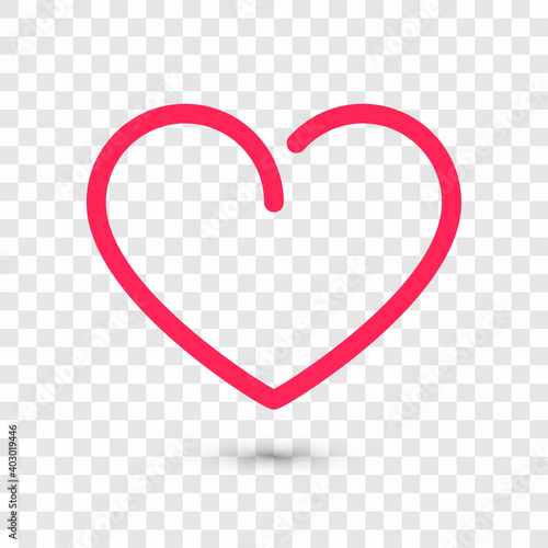 Torn red heart contour on transparent background.