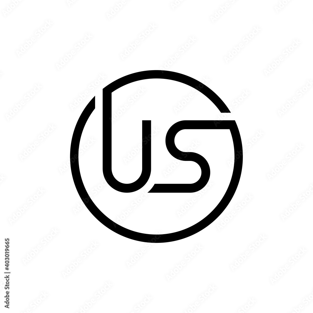 Initial Circle US letter Logo Design vector Template. Abstract Letter US logo Design Initial Circle US letter Logo Design vector Template. Abstract Letter US logo Design