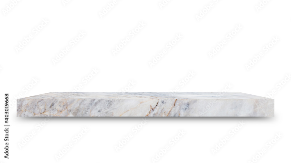 Shelf marble isolated on a white background and display montage for the product Embed Clipping Path separate with black shadows. Shelf marble isolated on a white background and display montage for the product Embed Clipping Path separate with black shadows.