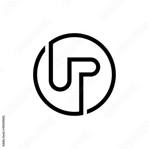 Initial Circle UP letter Logo Design vector Template. Abstract Letter UP logo Design