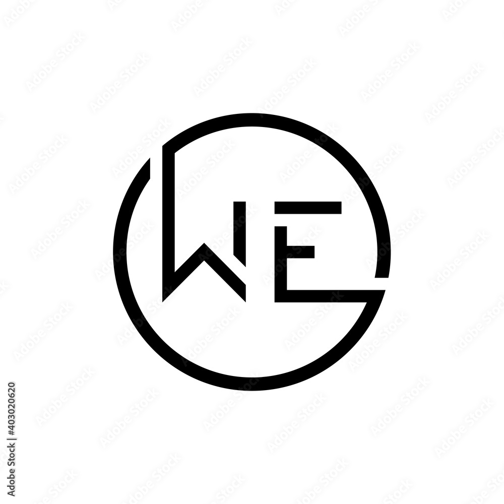 Initial Circle Letter WE Logo Design Vector Template. Initial Linked Letter WE Logo Design Initial Circle Letter WE Logo Design Vector Template. Initial Linked Letter WE Logo Design
