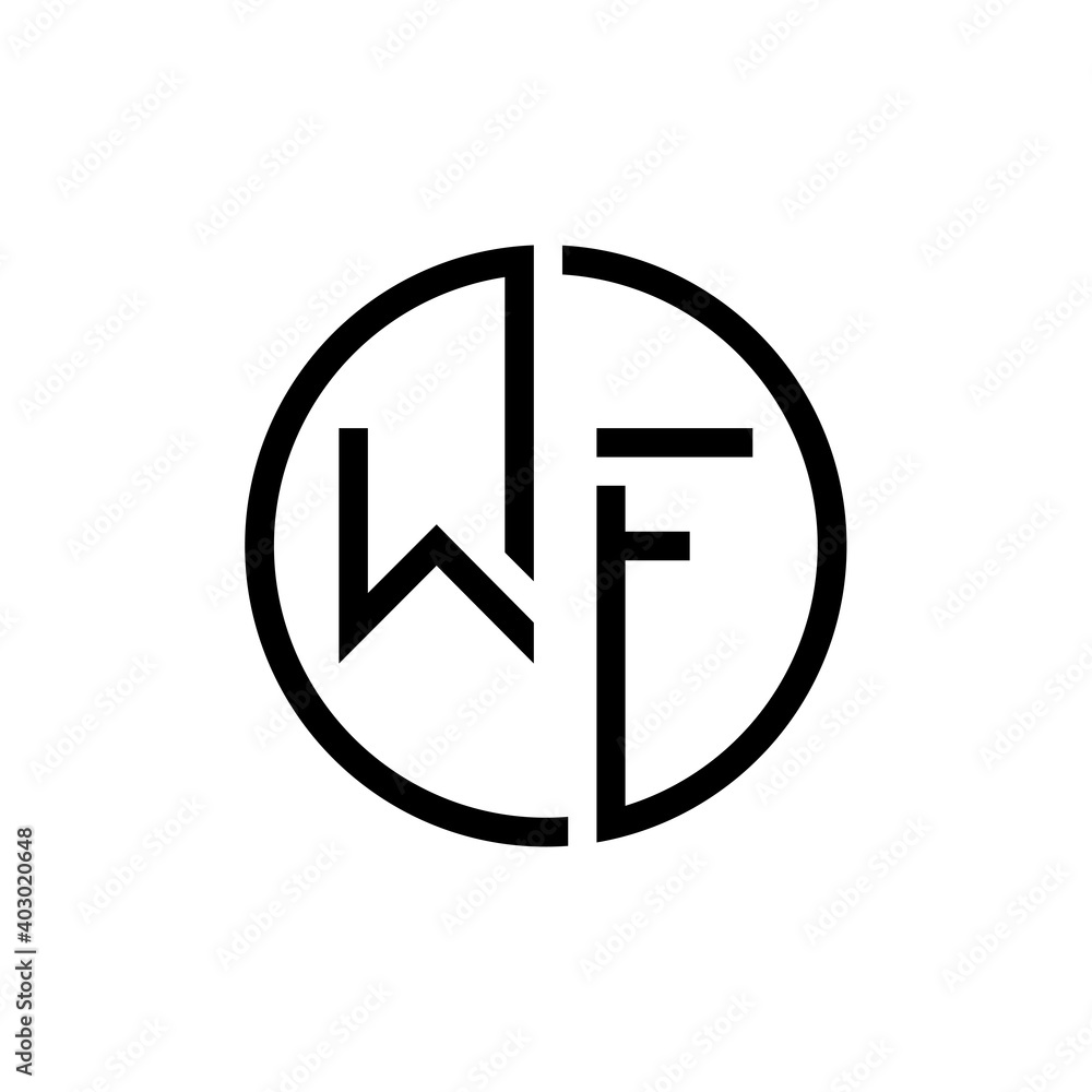 Initial Circle Letter WF Logo Design Vector Template. Initial Linked Letter WF Logo Design Initial Circle Letter WF Logo Design Vector Template. Initial Linked Letter WF Logo Design