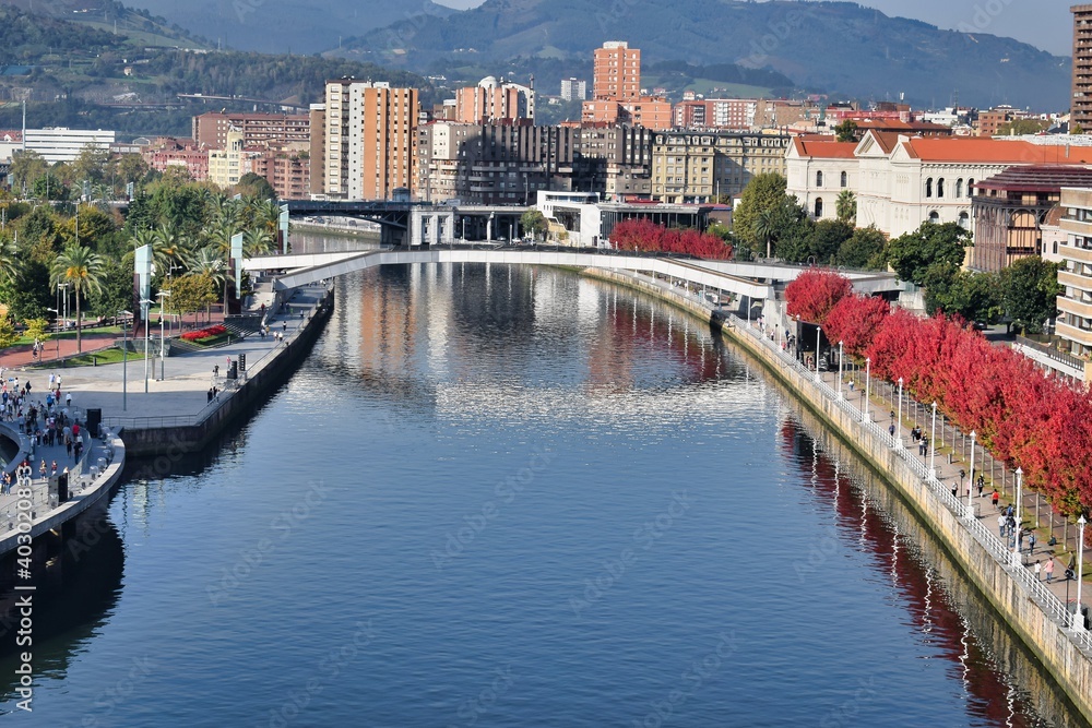 Ria de Bilbao con pasarelas y jardines en ambas orillas.jpg