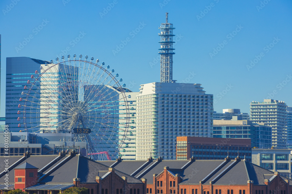 Obraz premium 横浜みなとみらいの都市風景