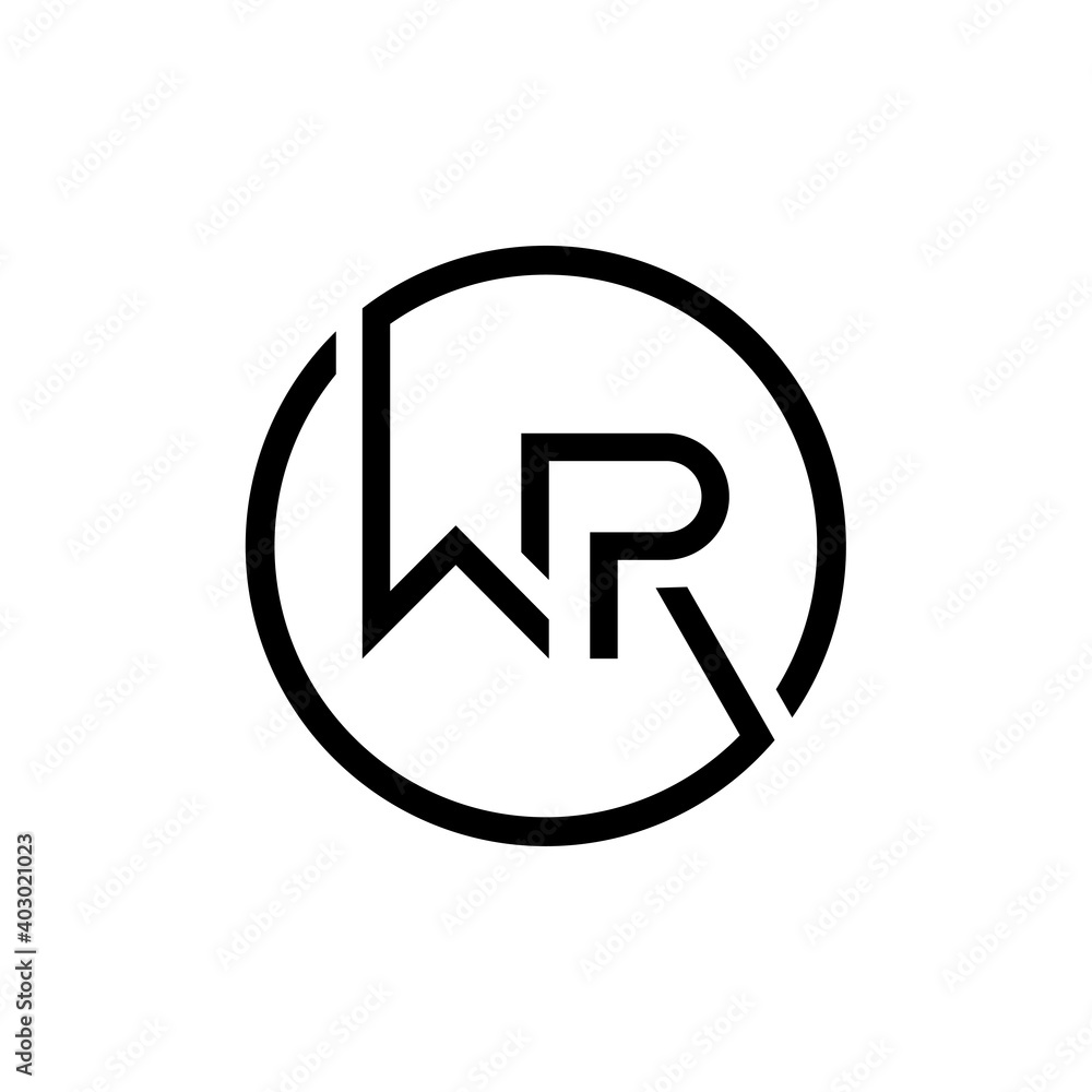 Initial Circle Letter WR Logo Design Vector Template. Initial Linked Letter WR Logo Design Initial Circle Letter WR Logo Design Vector Template. Initial Linked Letter WR Logo Design