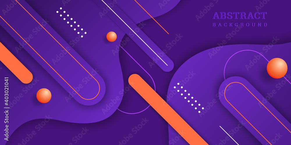 Abstract background 3D. Violet backdrop with geometric shapes. Vector illustration in paper cut style. Horizontal purple banner with stripes, balls. Colorful design card, wallpaper, flyaer, poster. Abstract background 3D. Violet backdrop with geometric shapes. Vector illustration in paper cut style. Horizontal purple banner with stripes, balls. Colorful design card, wallpaper, flyaer, poster.