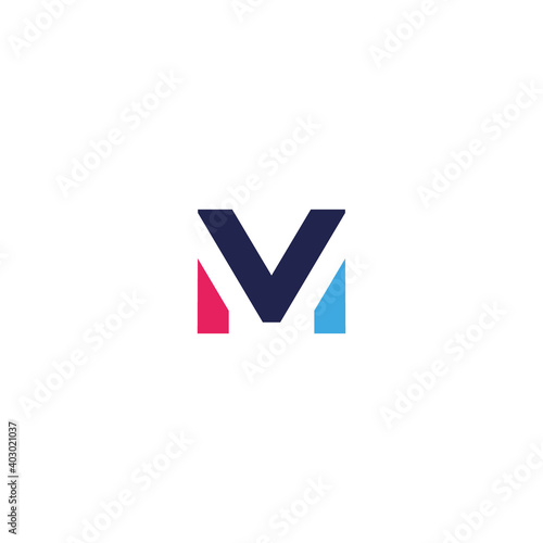 MV or VM logo design . Initial letter mv or vm logo vector design template . clean and modern color style photo