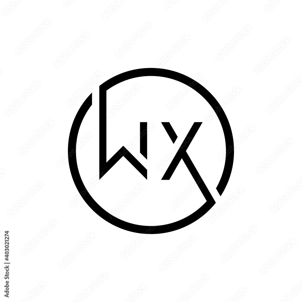 Initial Circle Letter WX Logo Design Vector Template. Initial Linked Letter WX Logo Design Initial Circle Letter WX Logo Design Vector Template. Initial Linked Letter WX Logo Design