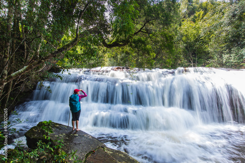 Beautiful waterfall in Phu-Kra-Dueng national park Loei province, ThaiLand.