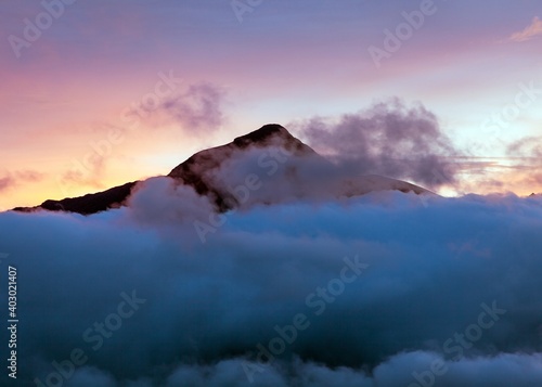 Evening sunset cloudscape view from Peruvian Andes