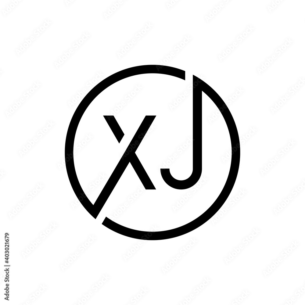 Creative Circle Letter XJ Logo Design Vector Template. Initial Linked Letter XJ Logo Design Creative Circle Letter XJ Logo Design Vector Template. Initial Linked Letter XJ Logo Design