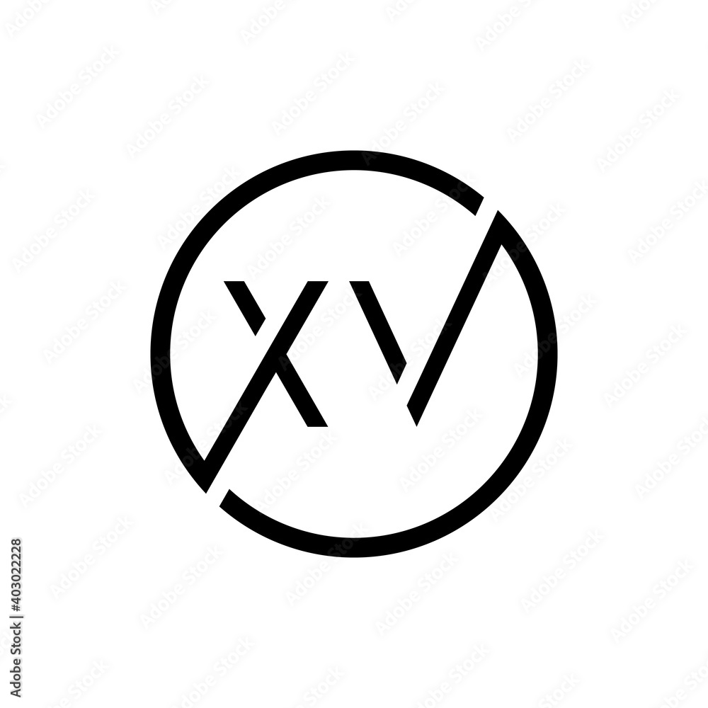 Creative Circle Letter XV Logo Design Vector Template. Initial Linked Letter XV Logo Design Creative Circle Letter XV Logo Design Vector Template. Initial Linked Letter XV Logo Design