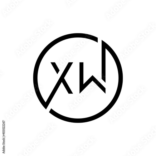 Creative Circle Letter XW Logo Design Vector Template. Initial Linked Letter XW Logo Design