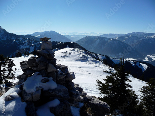 Mountain panorama of Breitenstein mountain, Bavaria, Germany, in wintertime photo