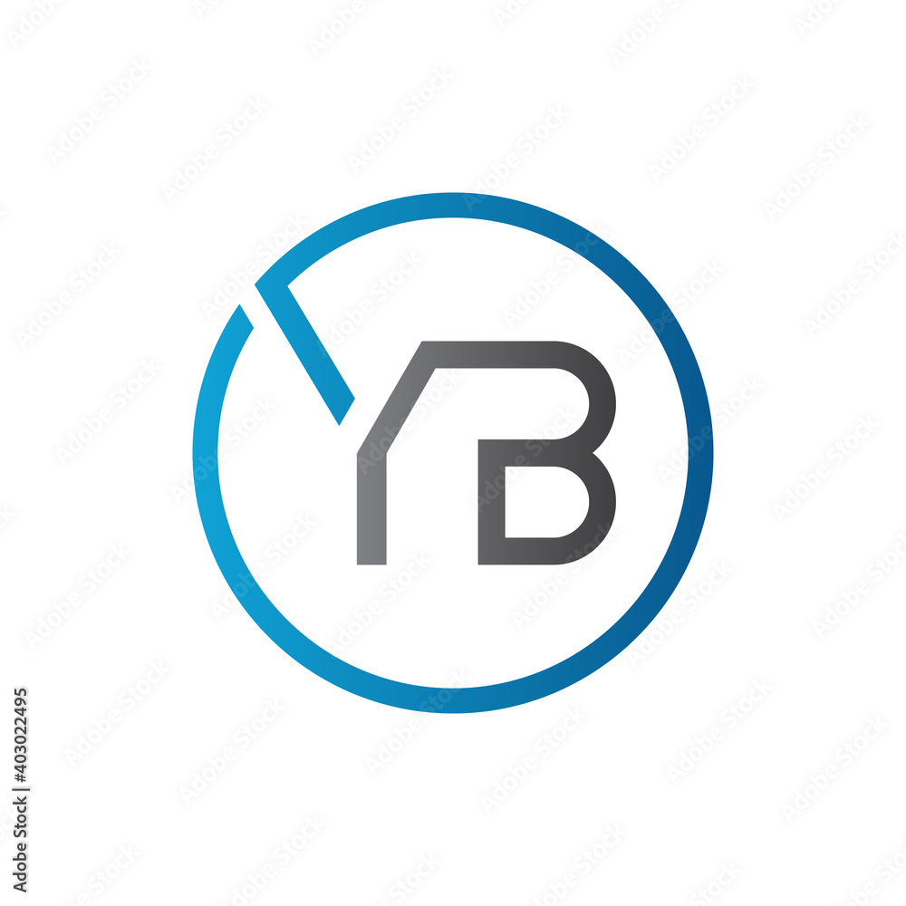 YB Logo Design Vector Template. Initial Circle Letter YB Vector Illustration YB Logo Design Vector Template. Initial Circle Letter YB Vector Illustration